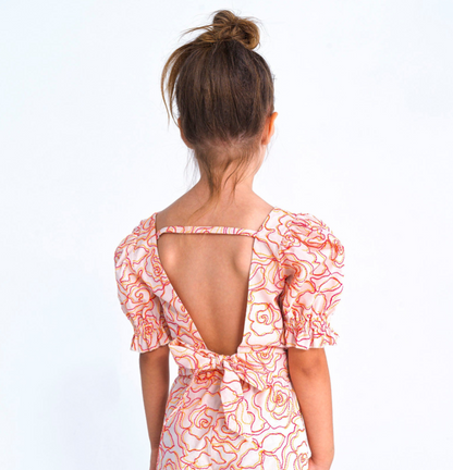 Yell-Oh Blouse Open Back Embroidered Azalea