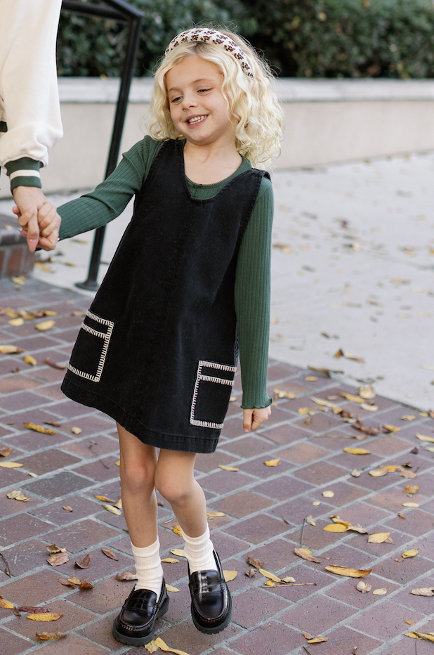 Rylee + Cru V-Neck Overall Dress - Washed Black