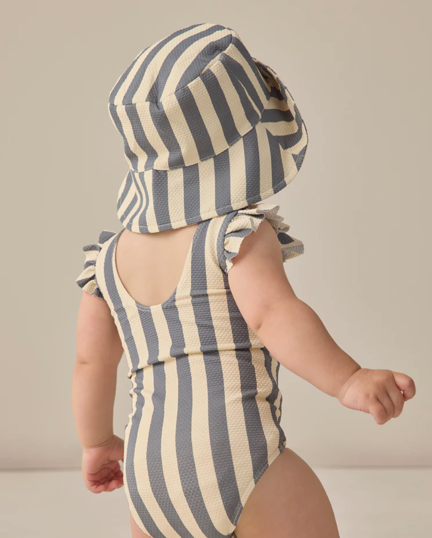 Quincy Mae Bucket Hat - Retro Stripe Ocean