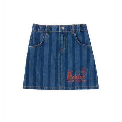 Bobo Choses Pickles The Dog Striped Denim Skirt - Navy Blue