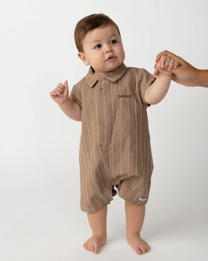 Donsje Kajani Playsuit - Milk Chocolate Striped