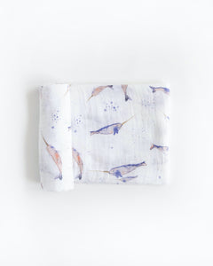 Little Unicorn Cotton Muslin Swaddle Blanket - Narwhal