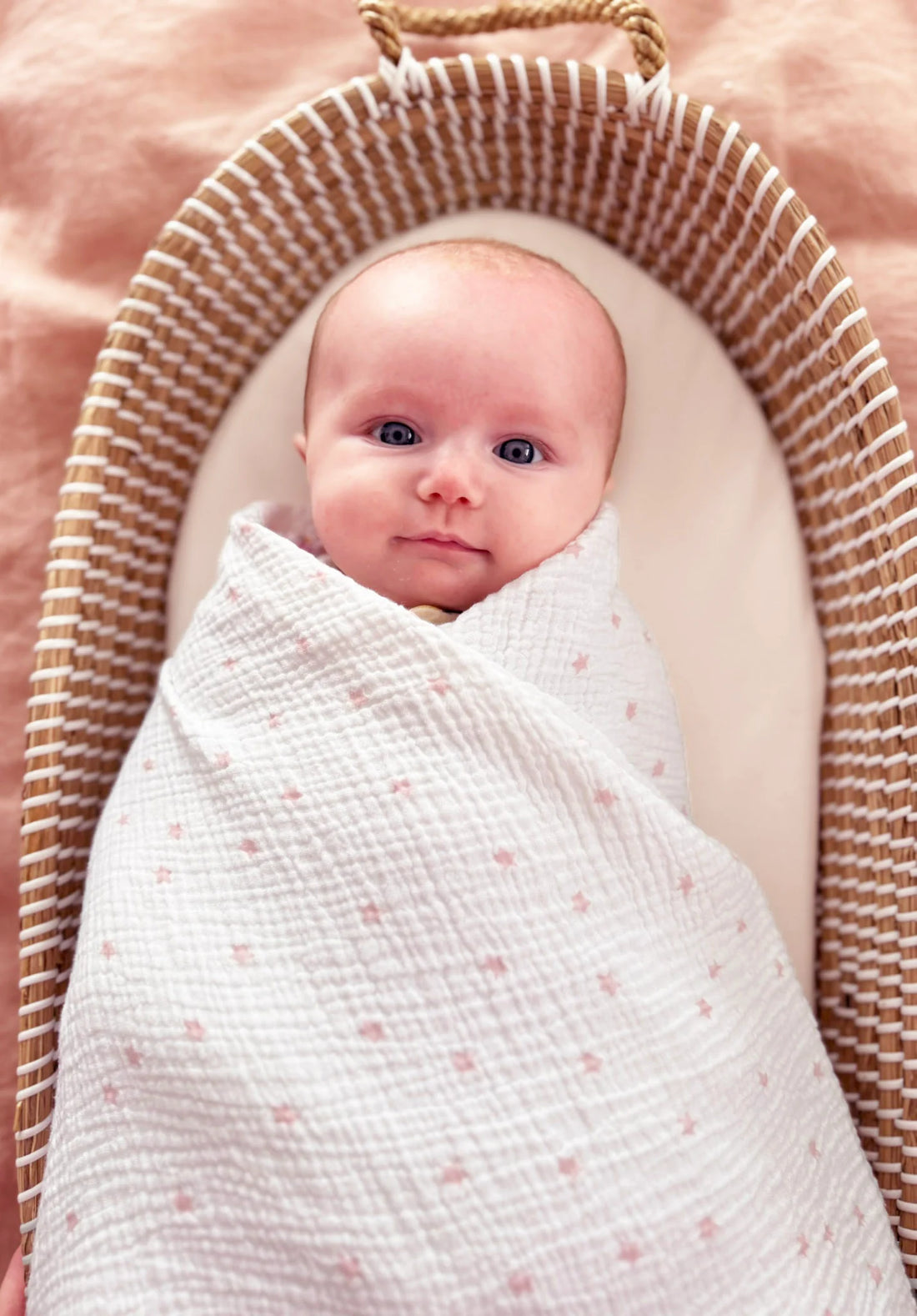 Alimrose Muslin Swaddle - Pink Stars