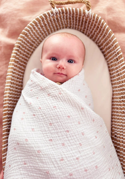 Alimrose Muslin Swaddle - Pink Stars
