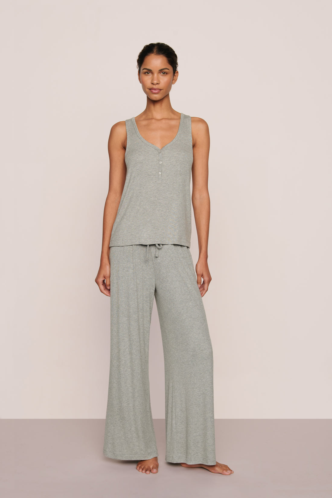 Eberjey Dream Rib Wide Leg Pant - Heather Grey