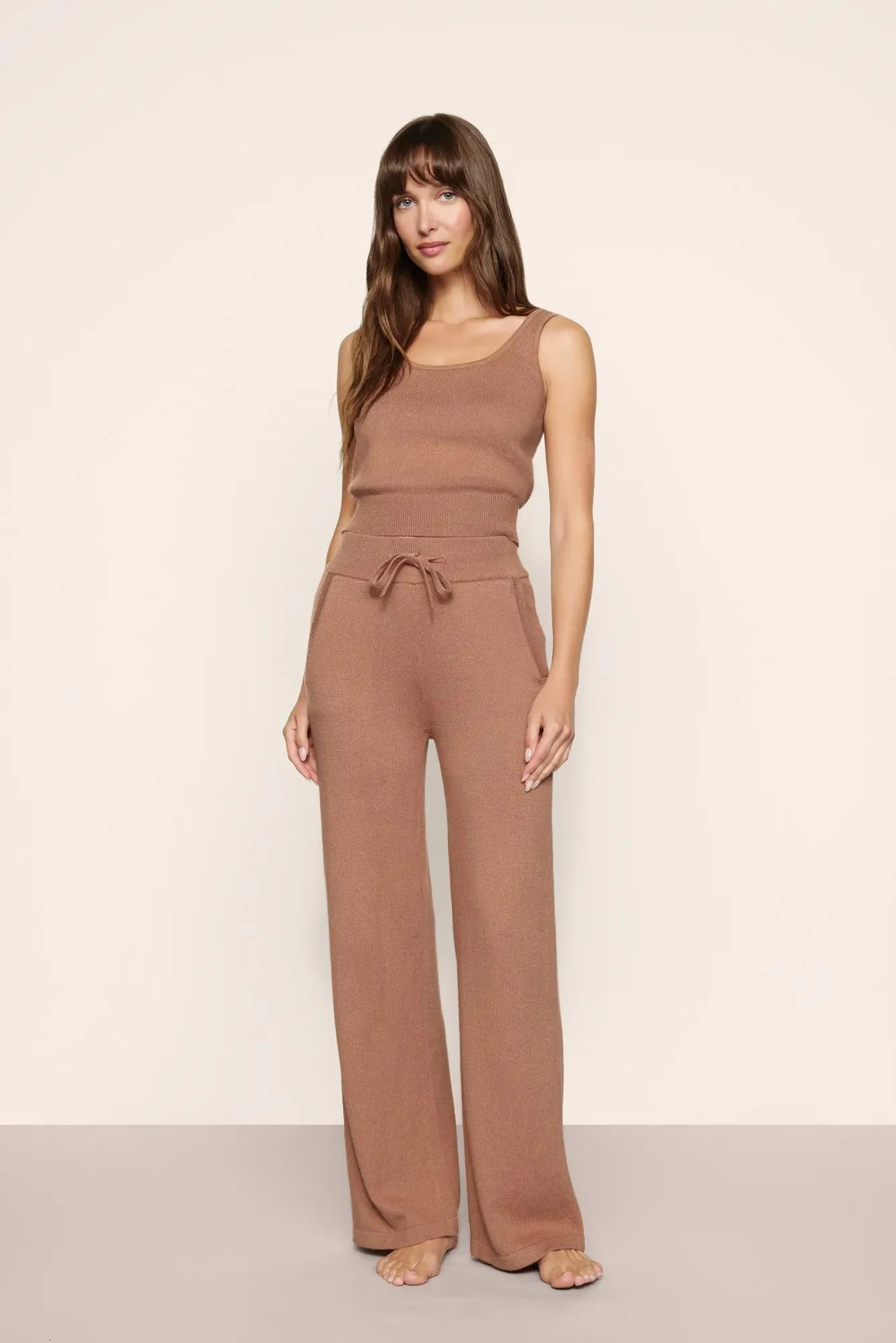 Eberjey Recycled Sweater Cropped Tank - Hazelnut