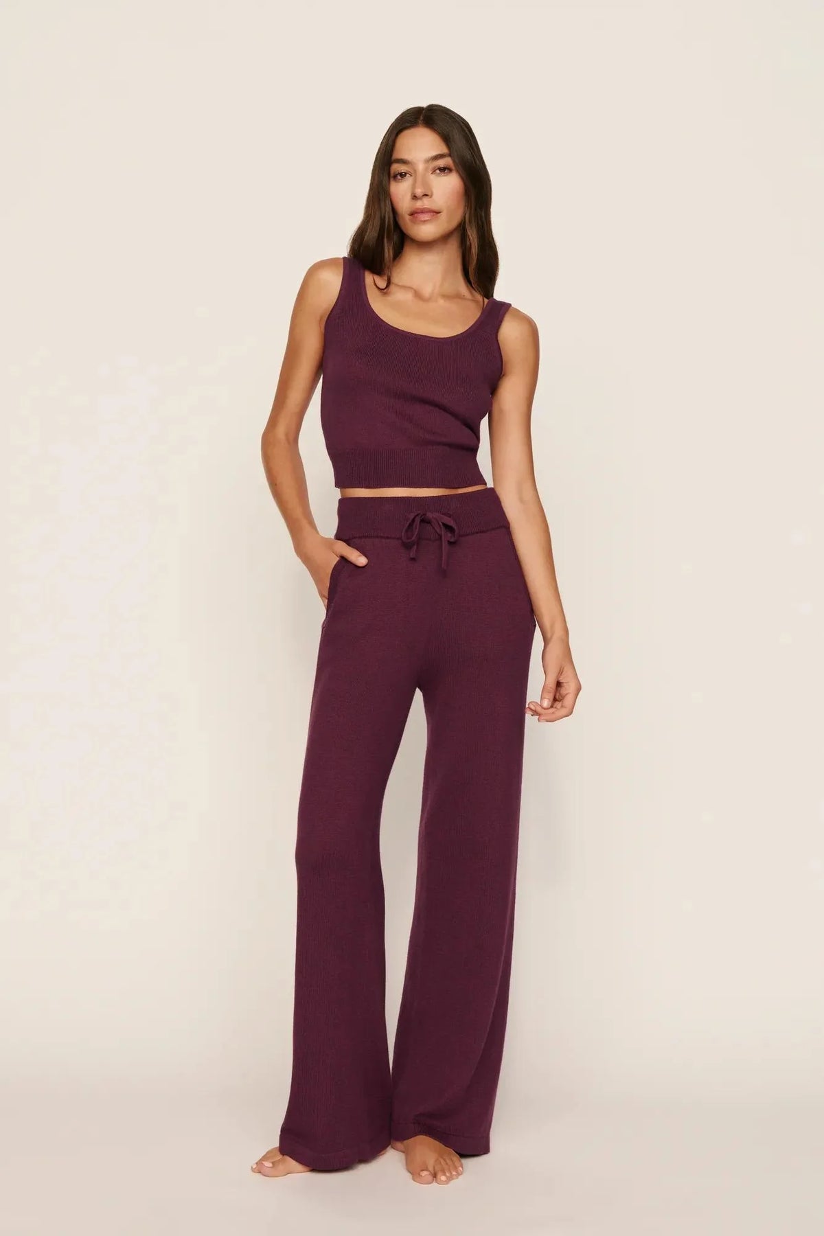 Eberjey Recycled Sweater Cropped Tank - Wildberry