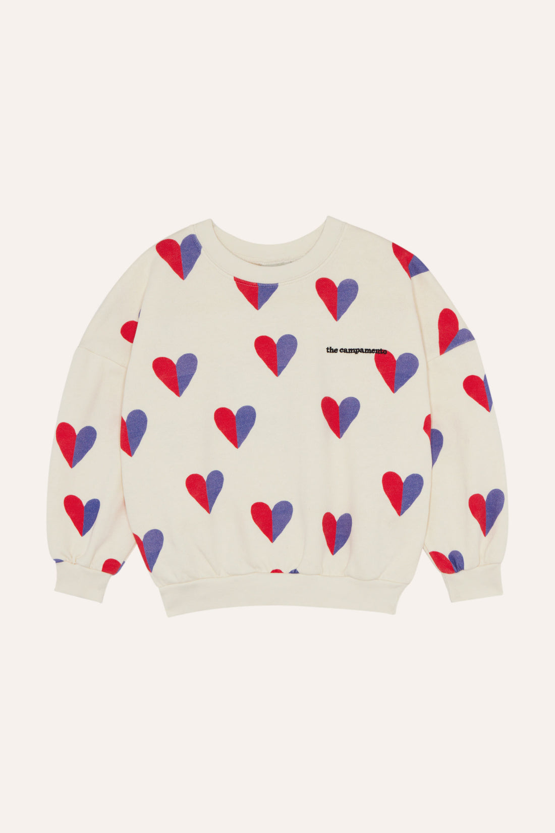 The Campamento Bicolor Hearts Sweatshirt - Ecru
