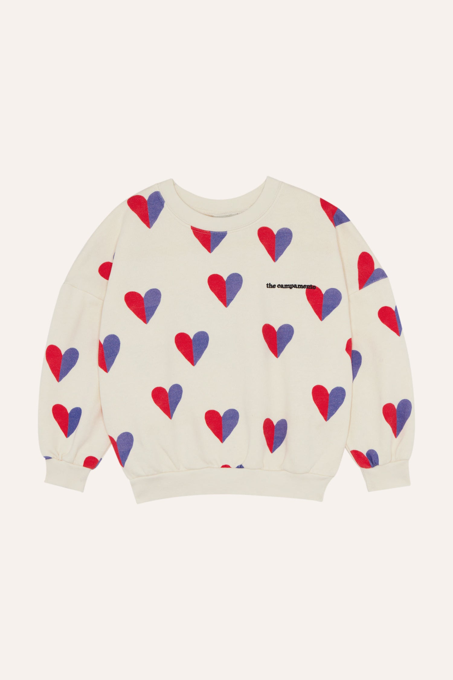 The Campamento Bicolor Hearts Sweatshirt - Ecru