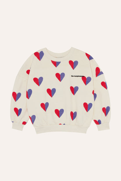 The Campamento Bicolor Hearts Sweatshirt - Ecru