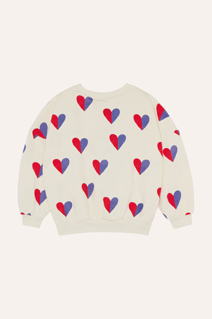 The Campamento Bicolor Hearts Sweatshirt - Ecru