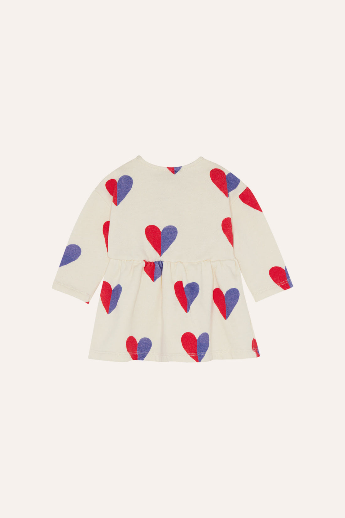 The Campamento Bicolor Hearts Baby Dress - Ecru