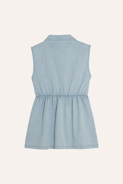 The Campamento Denim Kids Dress - Light Blue