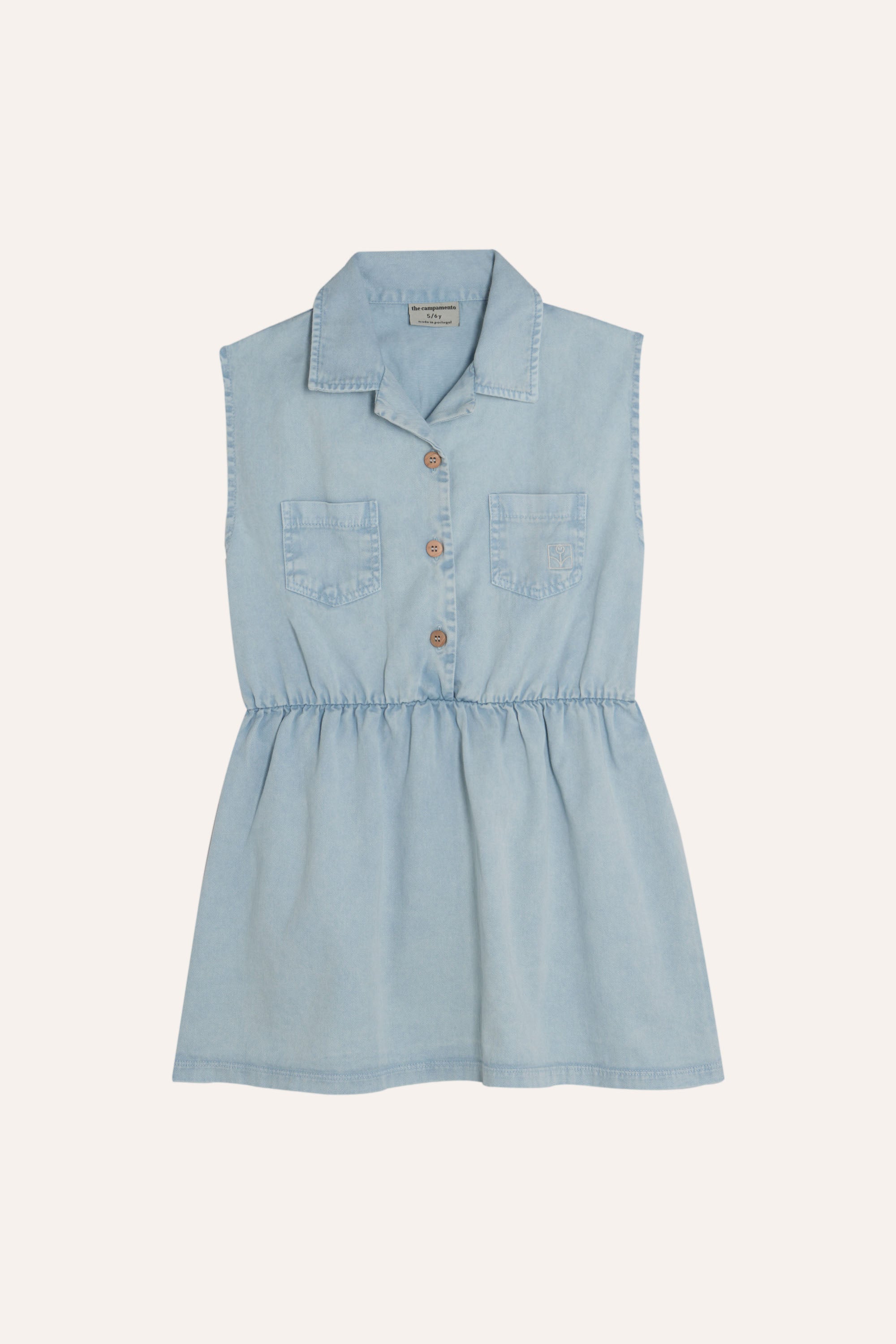 The Campamento Denim Kids Dress - Light Blue