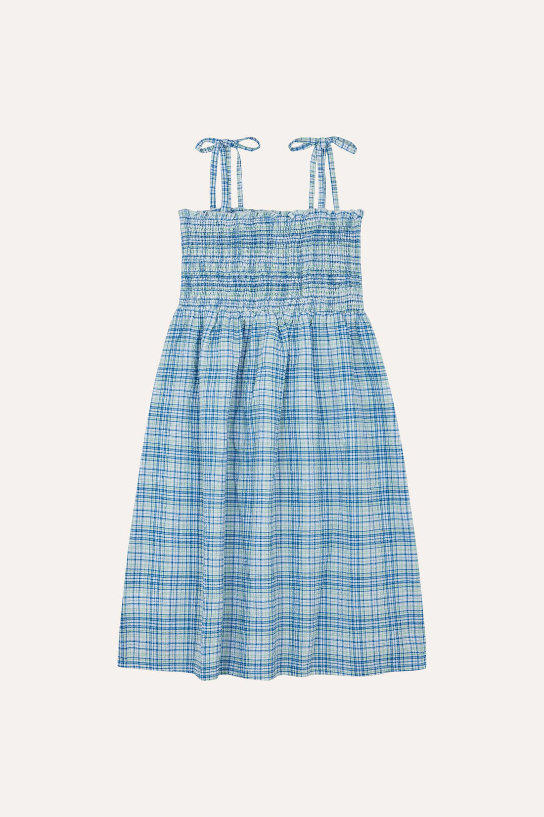 The Campamento Blue Checked Kids Dress - Light Blue