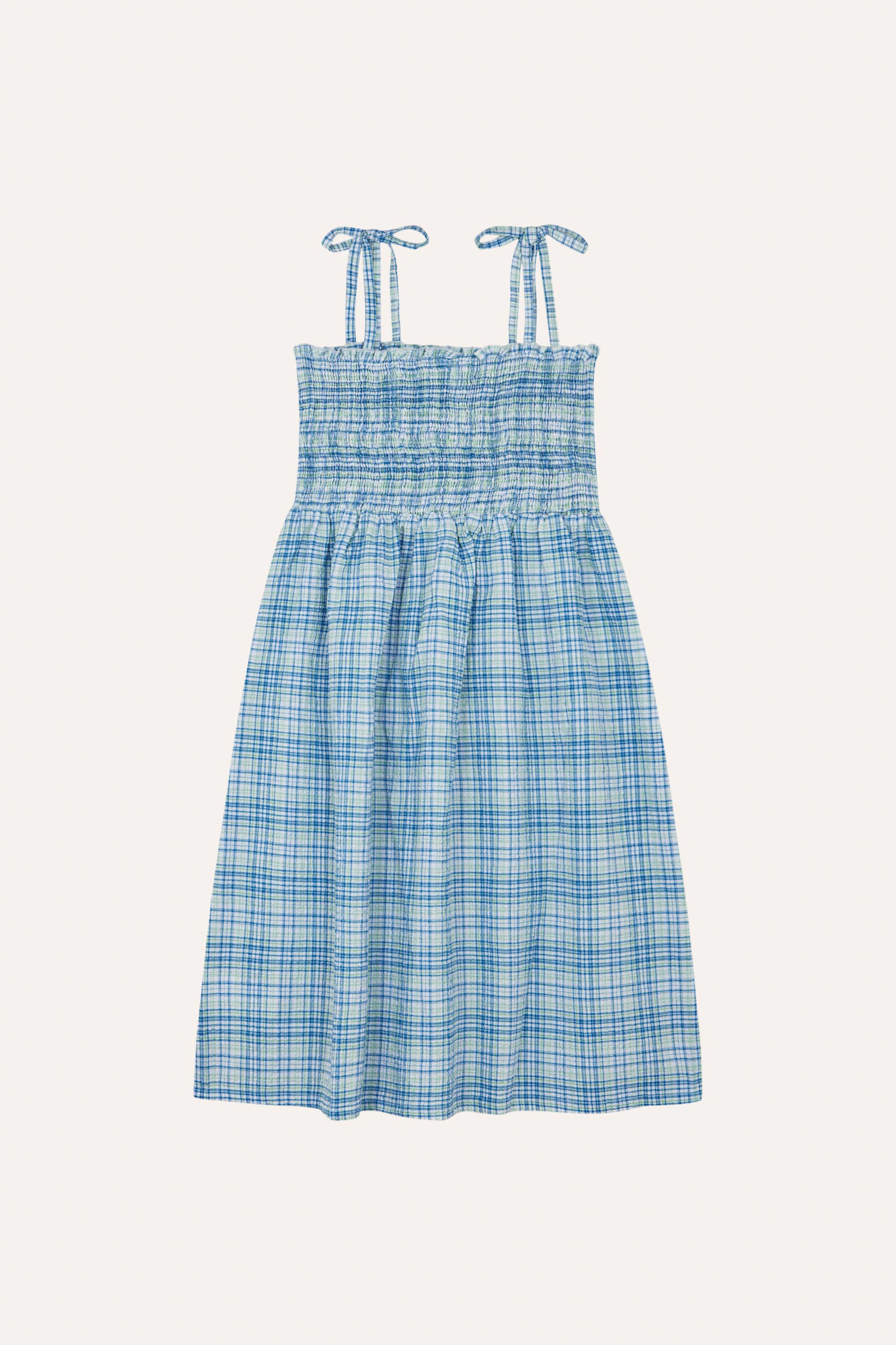 The Campamento Blue Checked Kids Dress - Light Blue