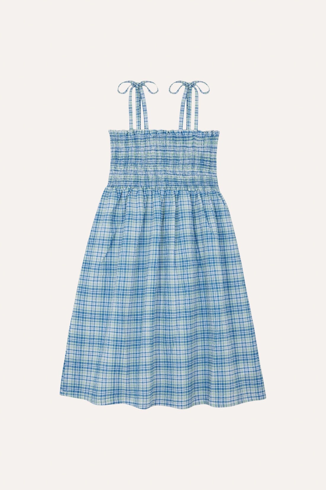The Campamento Blue Checked Kids Dress - Light Blue