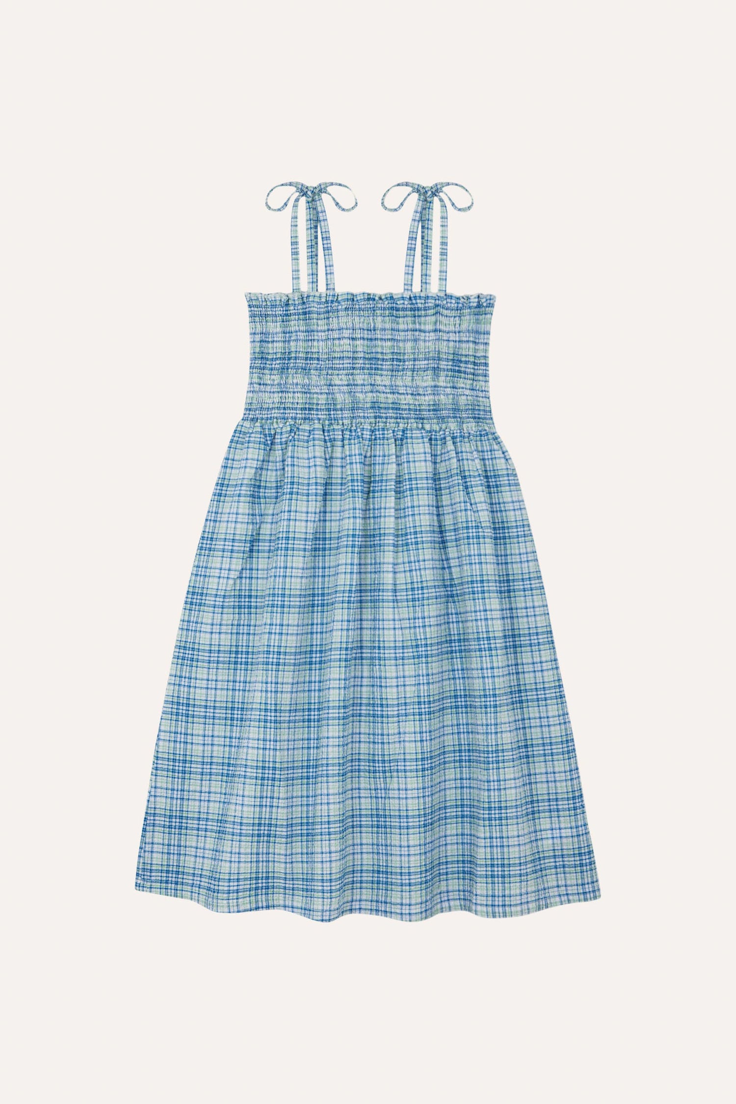 The Campamento Blue Checked Kids Dress - Light Blue