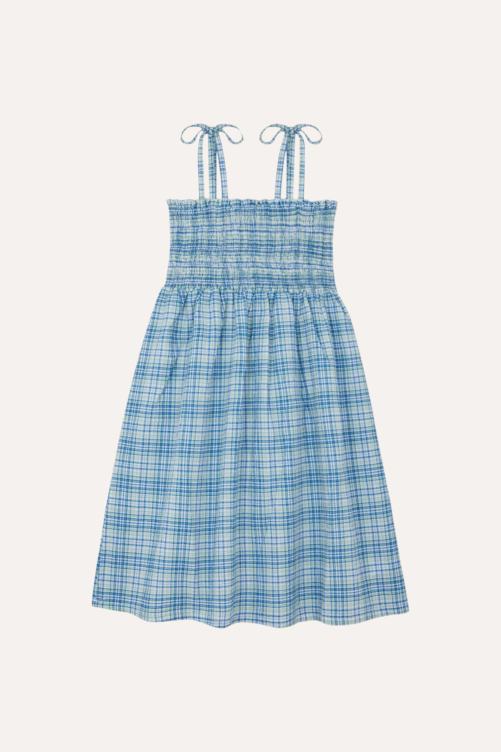 The Campamento Blue Checked Kids Dress - Light Blue