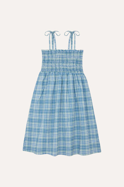 The Campamento Blue Checked Kids Dress - Light Blue