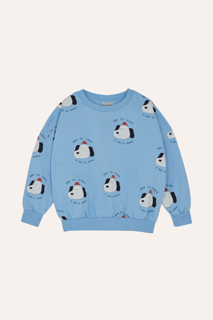 The Campamento Dogs Allover Oversized Kids Sweatshirt - Light Blue