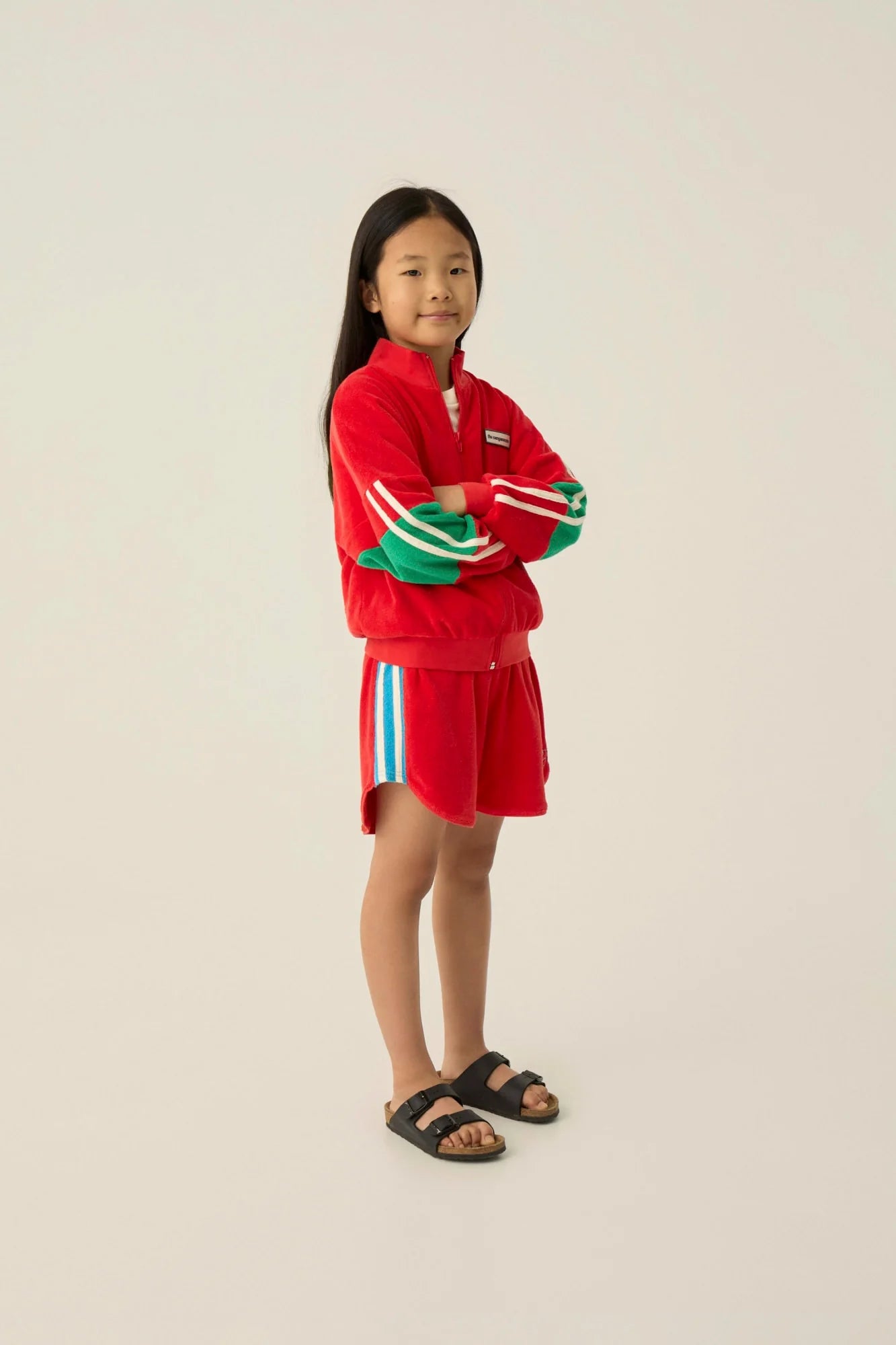 The Campamento Red Color Block Shorts - Red