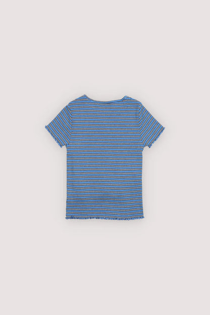 The New Society TNS Rib Tee -Summer Midnight Mini Stripes