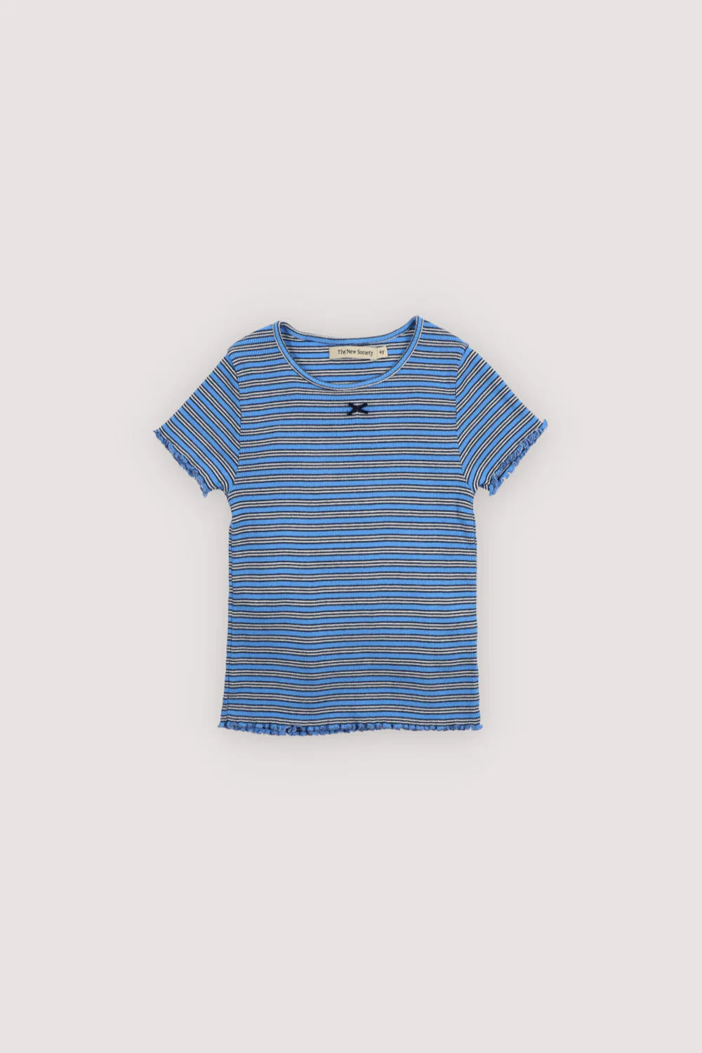 The New Society TNS Rib Tee -Summer Midnight Mini Stripes