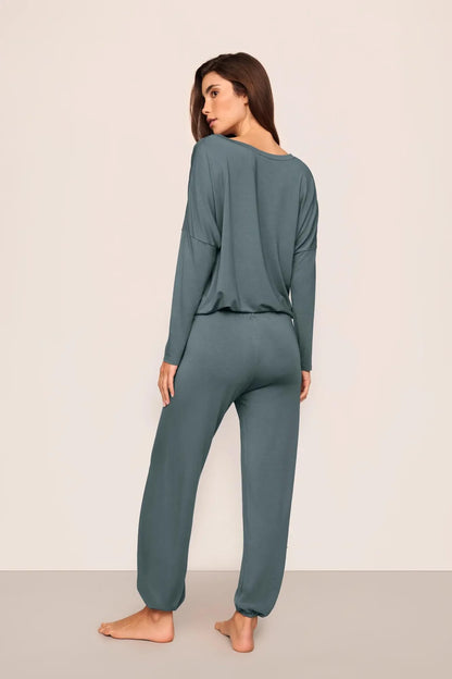 Eberjey Gisele Slouchy Set - Stone Blue/Ivory
