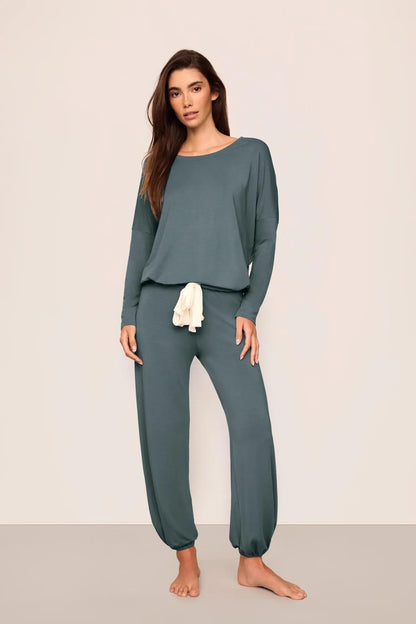 Eberjey Gisele Slouchy Set - Stone Blue/Ivory