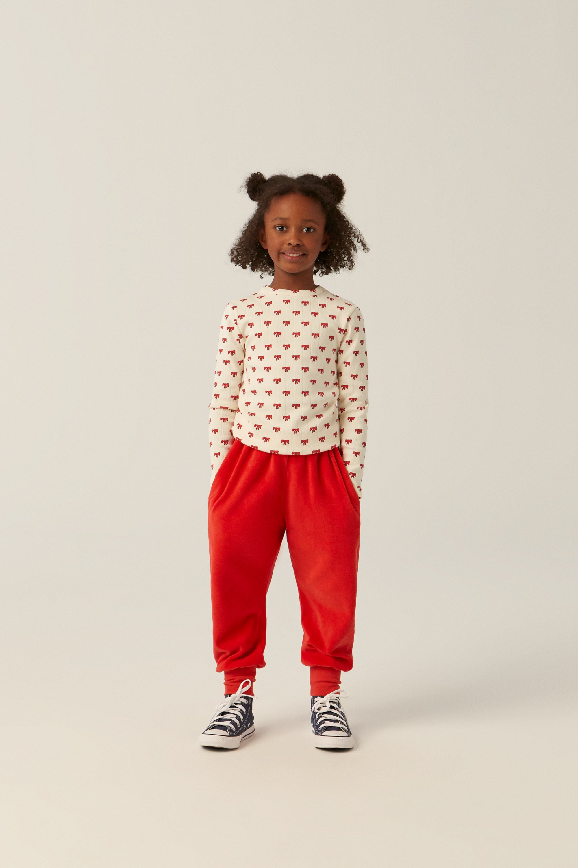 The Campamento Red Bows T-shirt - Ecru