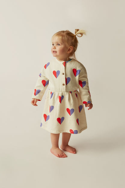 The Campamento Bicolor Hearts Baby Dress - Ecru