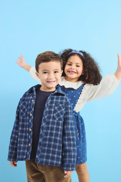 Tiny Fish Pinafore Dress - Blue Hearts
