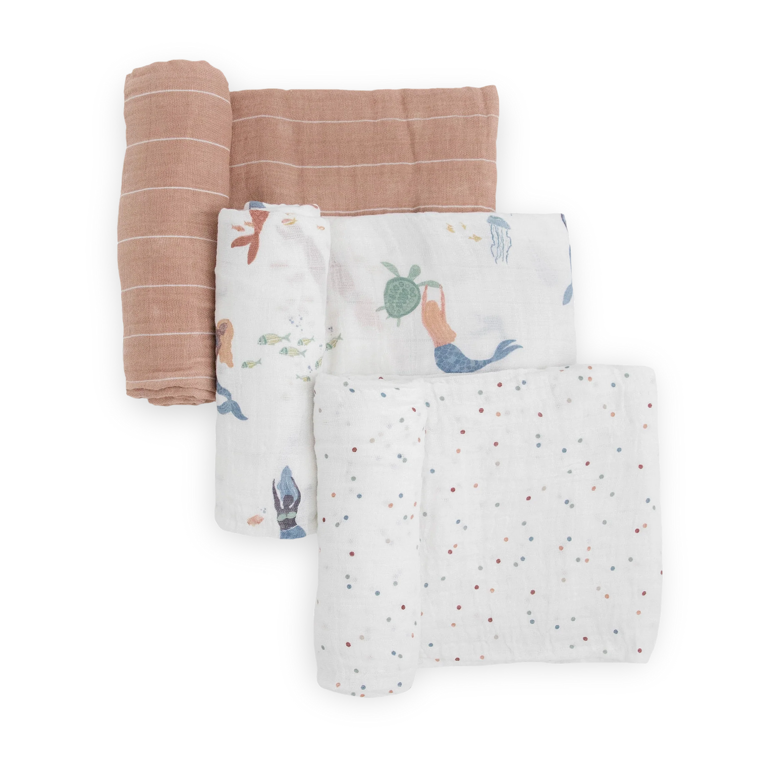Little Unicorn Cotton Muslin Swaddle Blanket 3 Pack - Mermaids