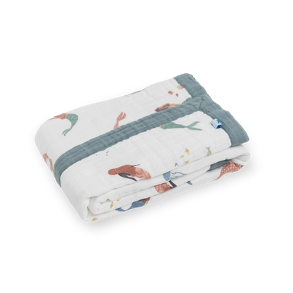 Little Unicorn Cotton Muslin Baby Quilt - Mermaids