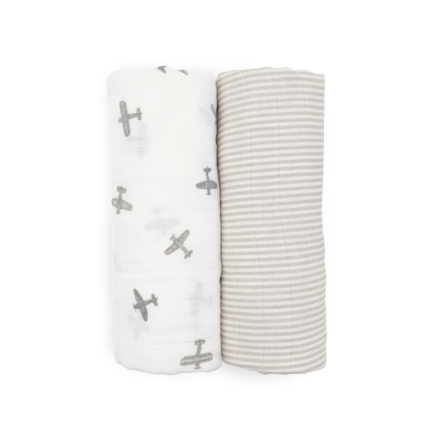 Little Unicorn Organic Cotton Muslin Swaddle Blanket 2 Pack - Pewter Planes
