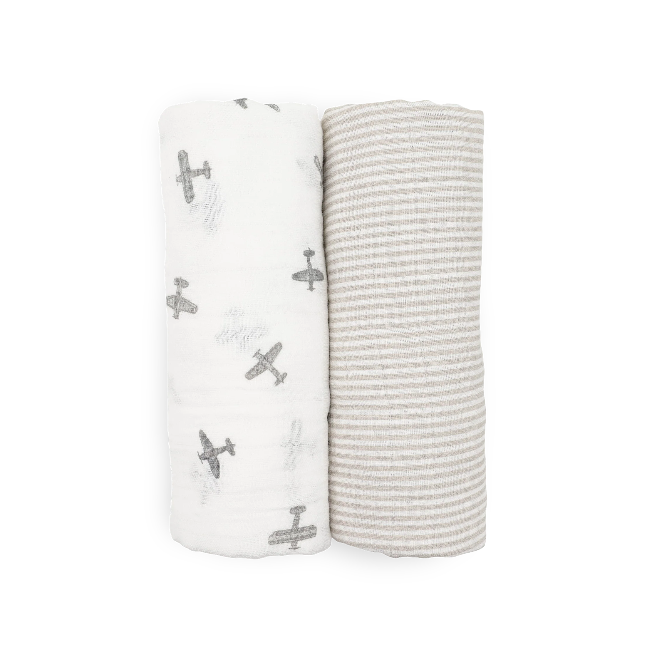 Little Unicorn Organic Cotton Muslin Swaddle Blanket 2 Pack - Pewter Planes