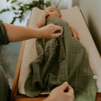 Little Unicorn Cotton Muslin Sleep Bag - Fern