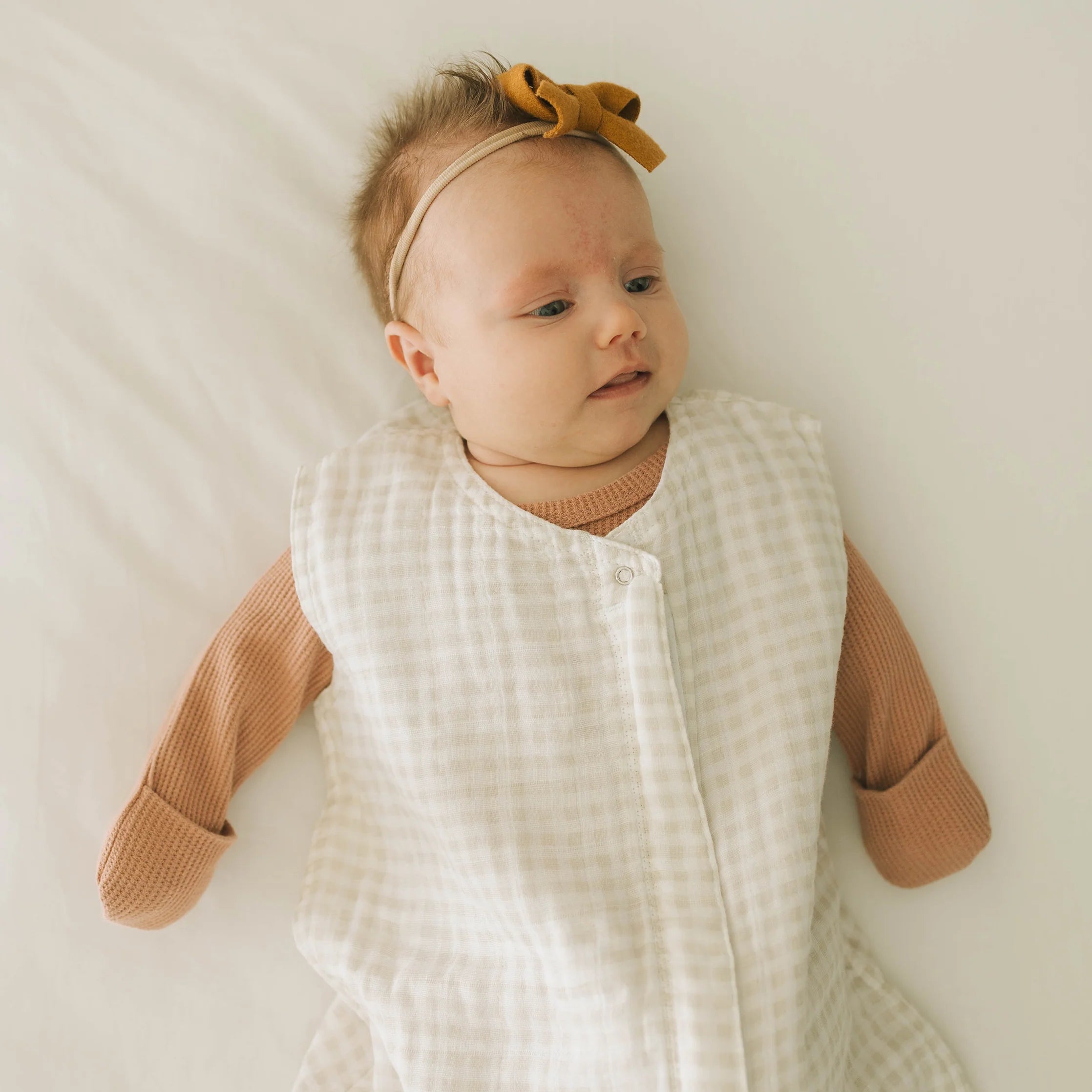 Little Unicorn Cotton Muslin Sleep Bag - Tan Gingham