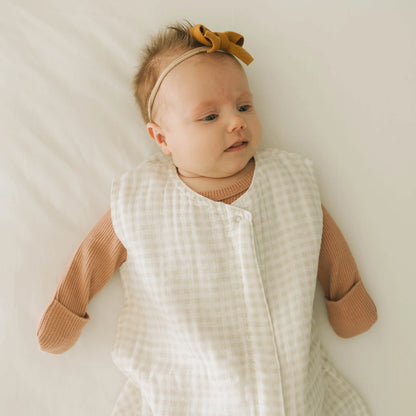 Little Unicorn Cotton Muslin Sleep Bag - Tan Gingham