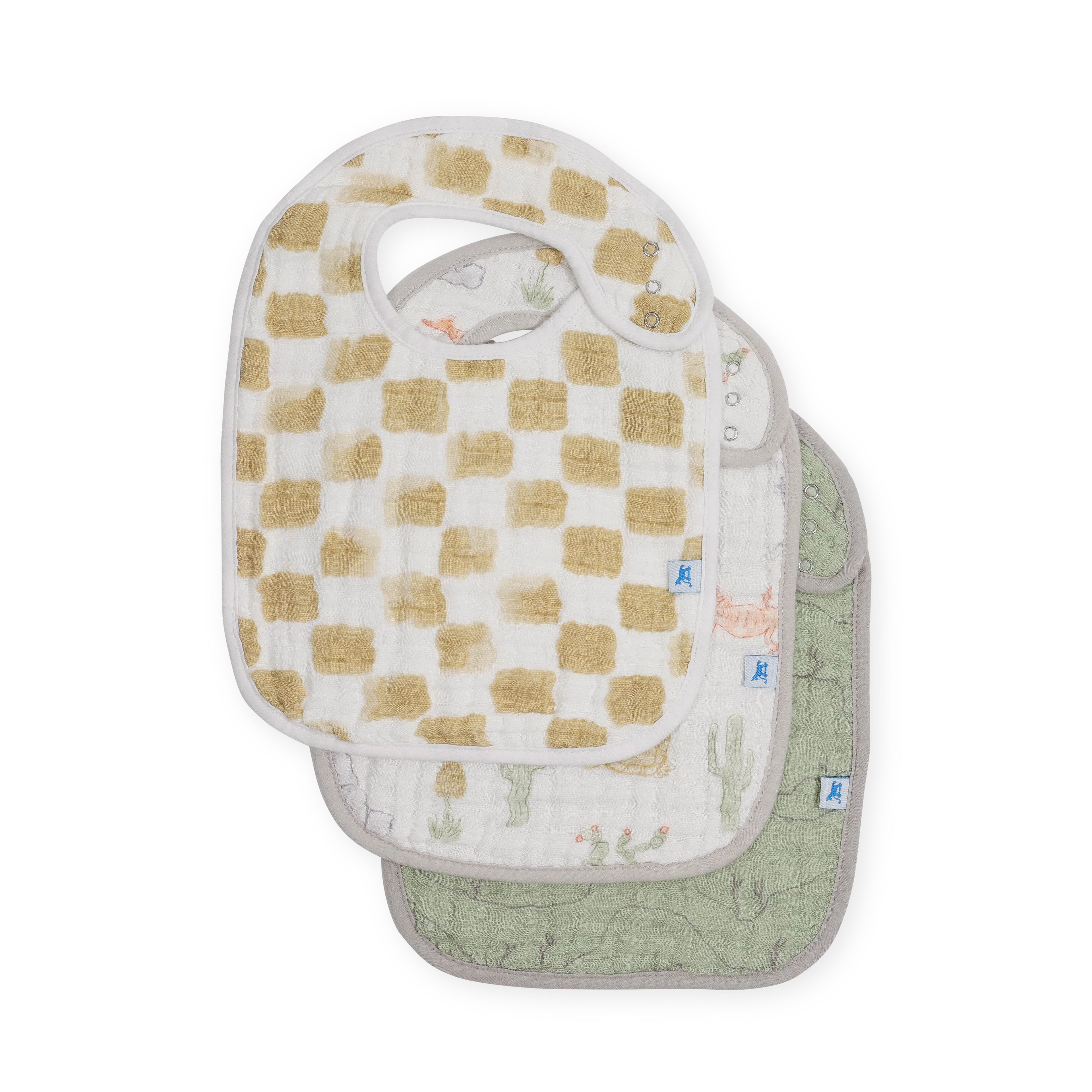 Little Unicorn Cotton Muslin classic Bib 3 Pack - Adobe Checker