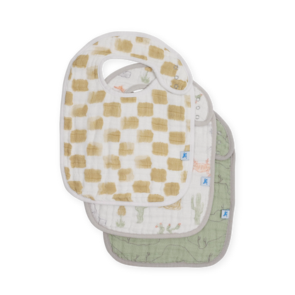 Little Unicorn Cotton Muslin classic Bib 3 Pack - Adobe Checker