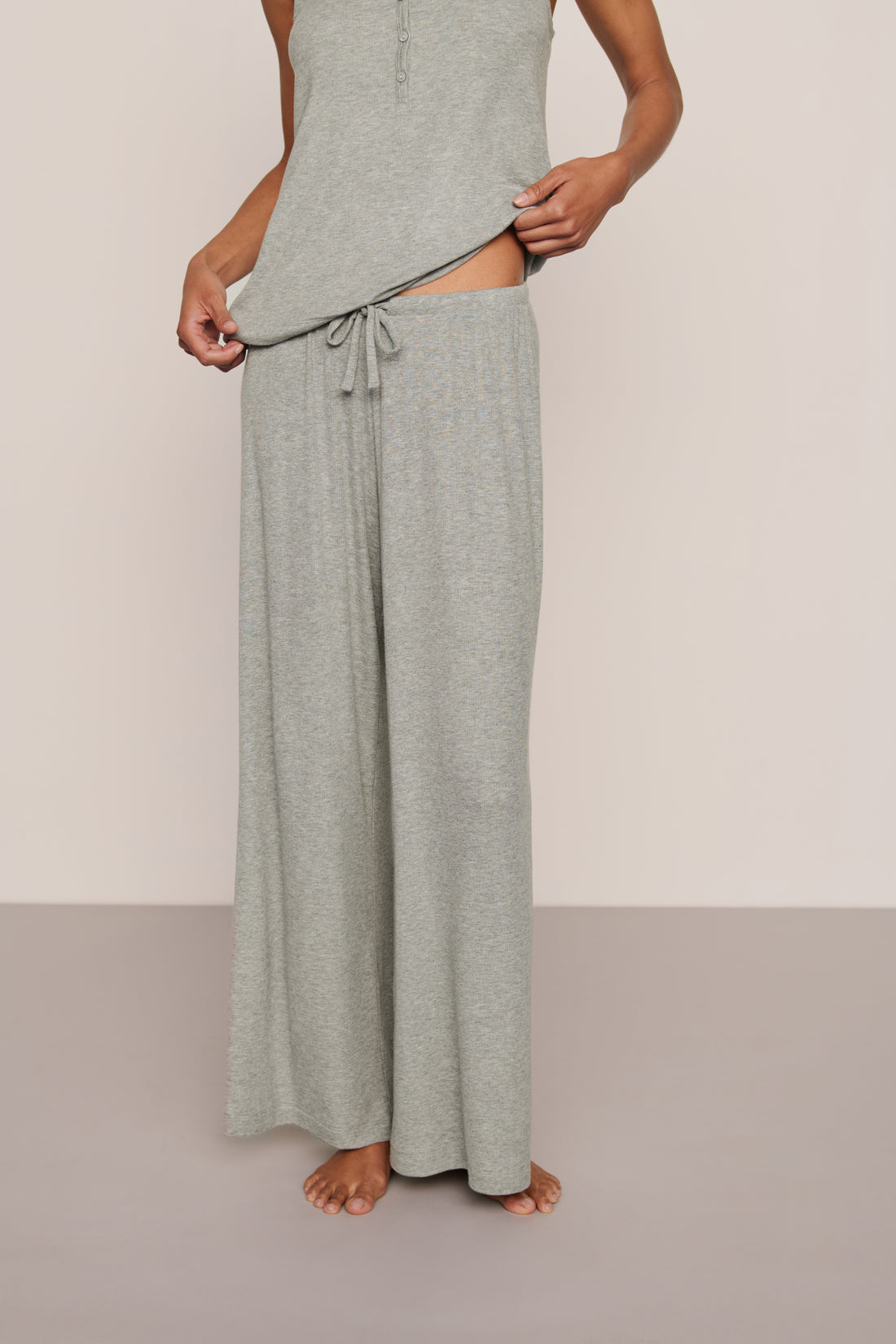 Eberjey Dream Rib Wide Leg Pant - Heather Grey