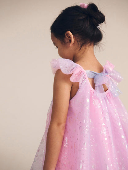 Huxbaby Cosmic Unicorn Frill Tulle Dress - Multi