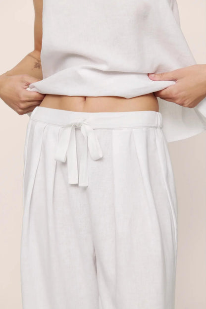 Eberjey Linen Blend Relaxed Pant - White