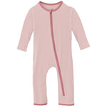 Kickee Pants Applique Coverall With zipper - Baby Rose Peace, Love And Happiness