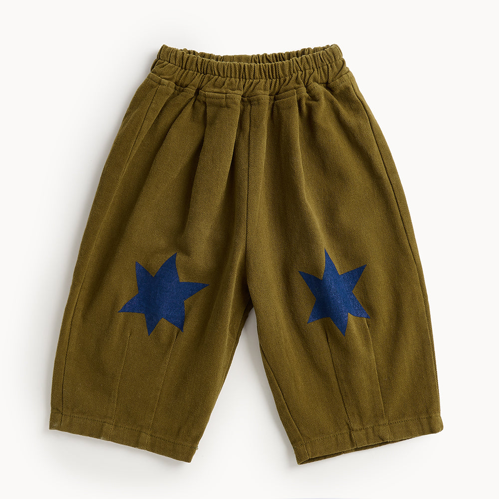 Bonnie Mob Ziggy Barrel Leg Trouser - Olive Stars