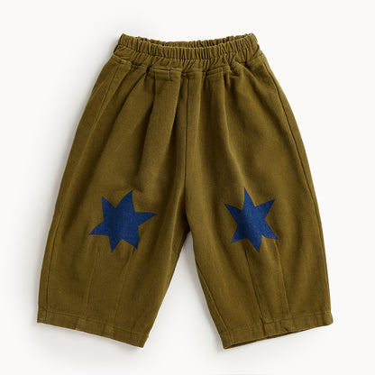 Bonnie Mob Ziggy Barrel Leg Trouser - Olive Stars