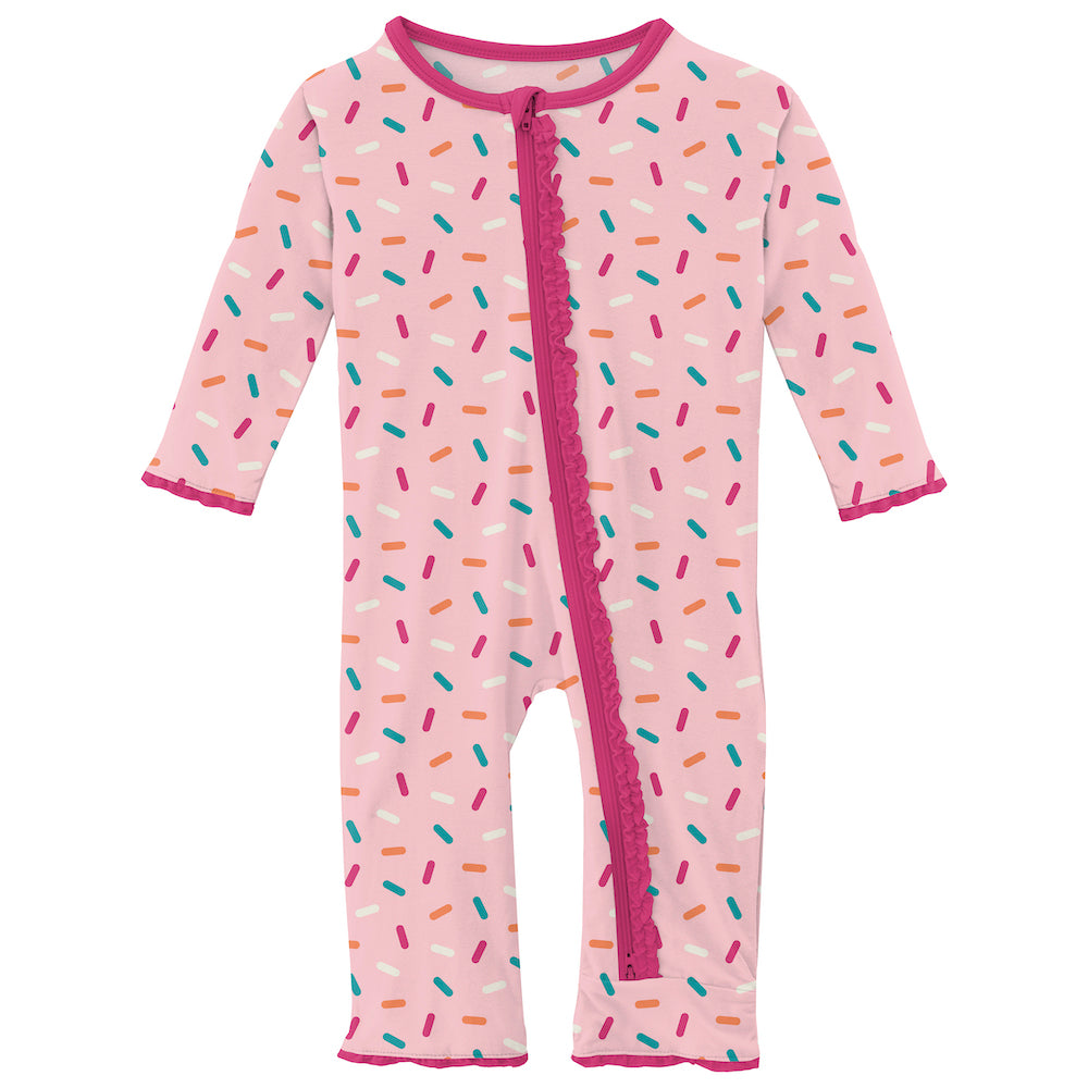 Kickee Pants Print Muffin Ruffle Coverall With 2 Way Zipper - Lotus Sprinkles