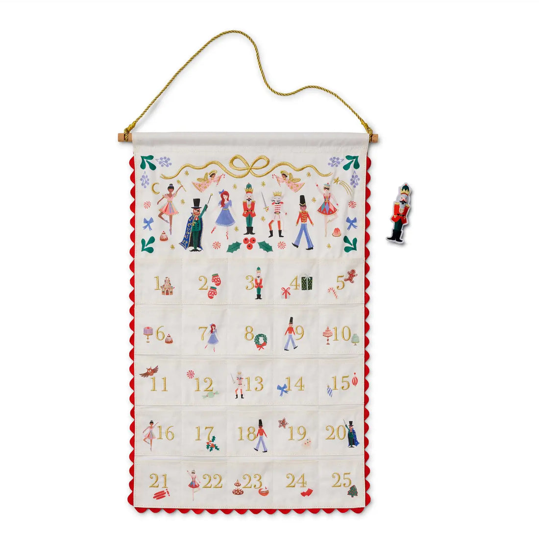 Rifle Paper Co. Nutcracker Embroidered Hanging Advent Calendar